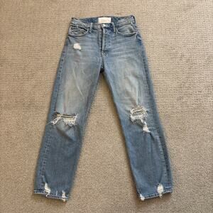 Mother The Tomcat High Rise Straight Jeans The Confession Wash 26/27 Distressed